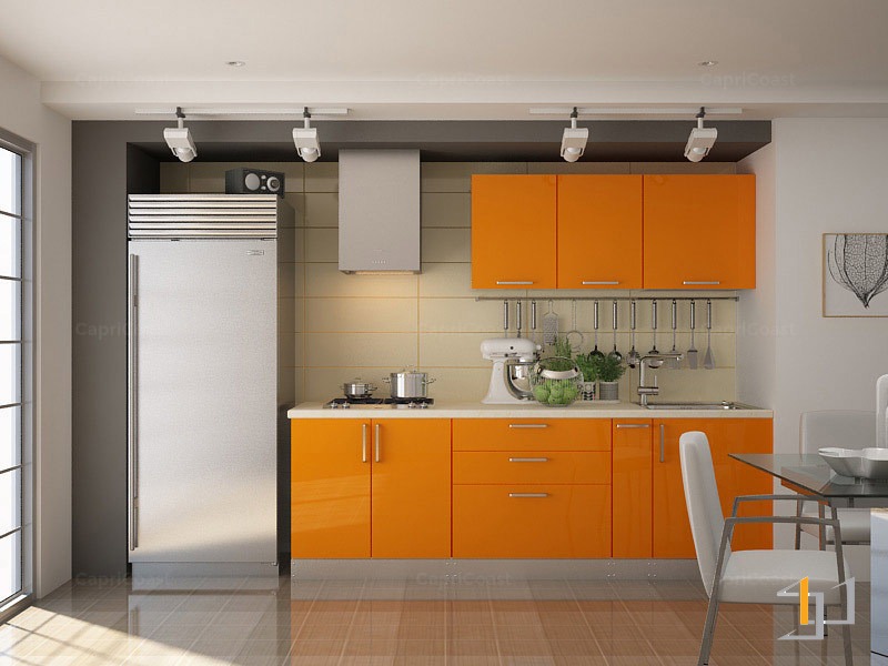 Tủ bếp màu cam cho người mệnh Thổ