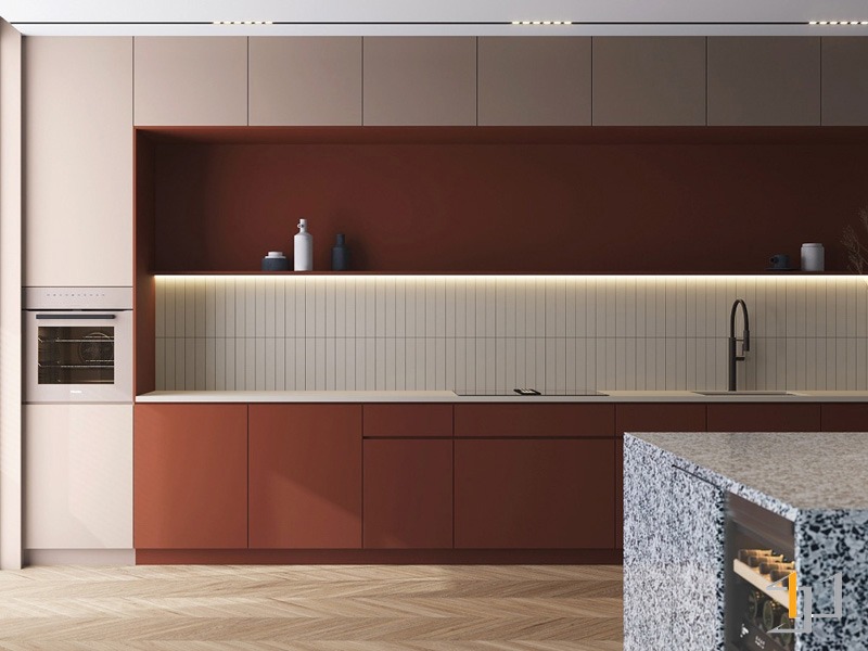 Tủ bếp tối giản cho người mệnh THổ