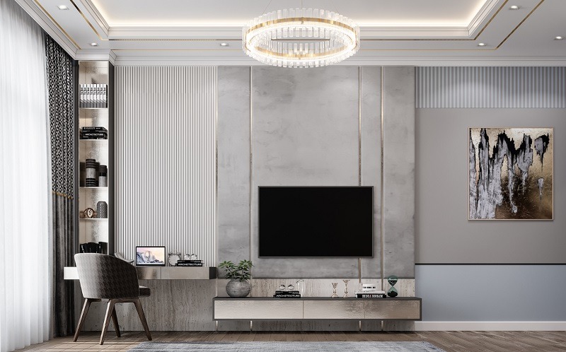 Tối giản hóa các chi tiết rườm rà, chỉ giữ lại phào chỉ thẳng và các điểm nhấn chính của bán cổ điển