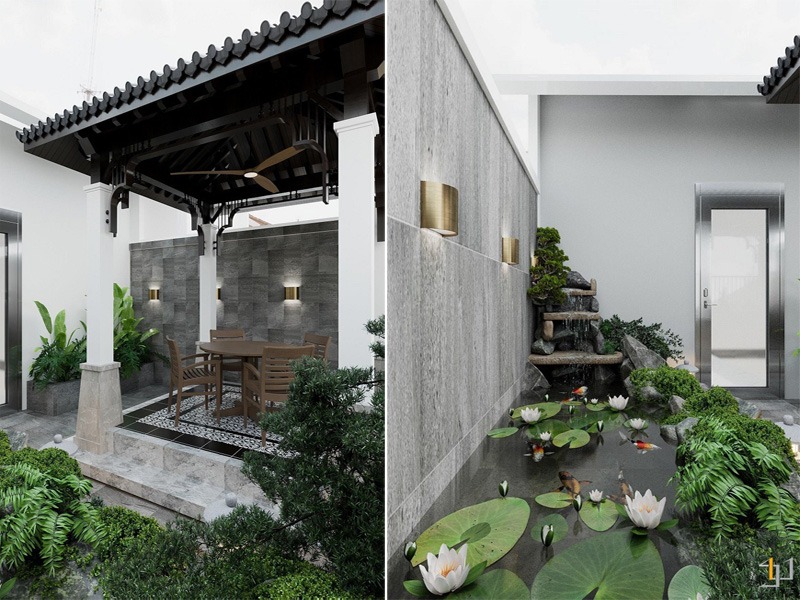 Cảnh quan sân thượng nhà phố Long An của S-housing