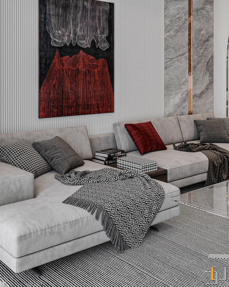 Sự cân bằng giúp phòng khách uy quyền nhưng vẫn giữ được sự hiếu khách, ấm cúng