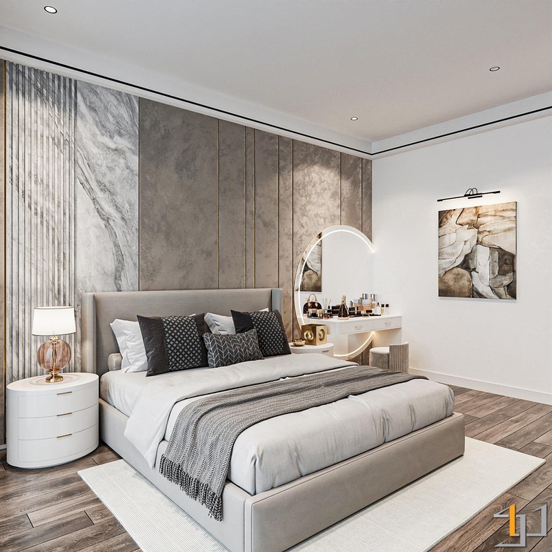 Không gian phòng ngủ cân đối mang lại cảm giác thư thả cho chủ nhân