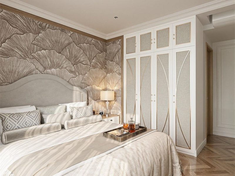 Tủ quần áo kịch trần được bố trí âm tường giúp tiết kiệm diện tích