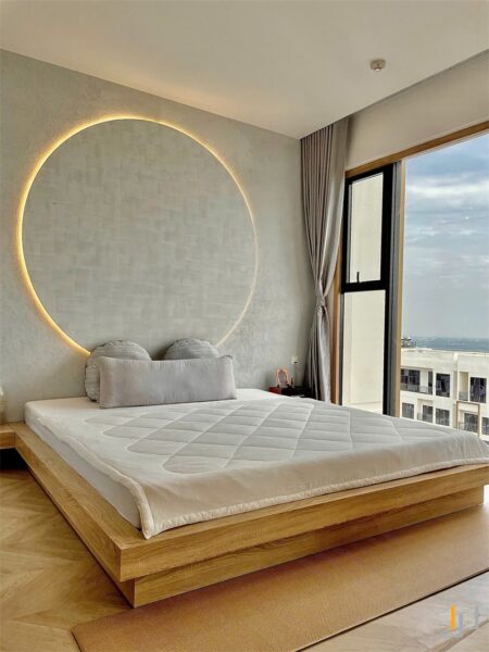 Thi công nội thất phòng ngủ căn hộ Vinhomes Central Wabi Sabi của chị Ngọc