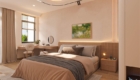 Chiếc bàn trang điểm lơ lửng treo tường, không chỉ tối ưu diện tích mà còn tạo cảm giác nhẹ nhàng