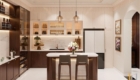 Tủ bếp MDF chống ẩm, kết hợp 2 kiểu dáng