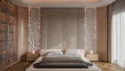 Vách đầu giường kết hợp giữa hiện đại và Wabi Sabi