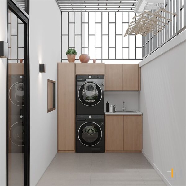 Khu vực giặt phơi gọn gàng, dễ sử dụng và nhiều ngăn tủ