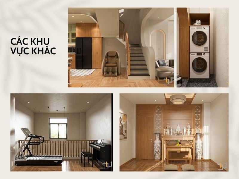 Các không gian khác của mẫu nội thất nhà lô phố phong cách Japandi