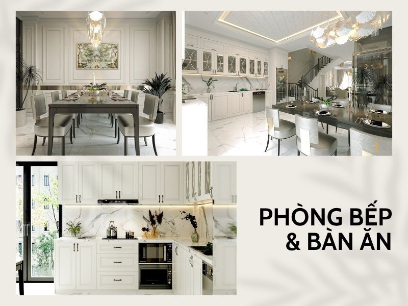 thiết kế nội thất nhà phố 6m mặt tiền phong cách tân cổ điển