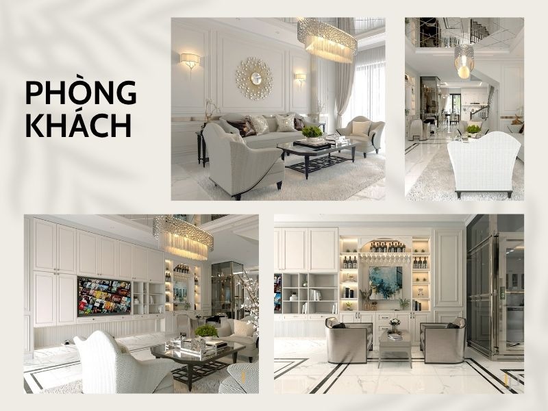 Đèn chùm và hệ tivi chạy dài tạo thành nét riêng mang tính "signature" của phòng khách 