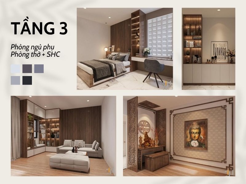Tầng 3 - Phòng ngủ riêng của chị gái lớn và phòng thờ kết hợp phòng sinh hoạt chung