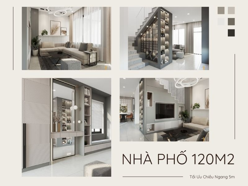 Thiết kế nội thất nhà phố 120m2 ngang 5m phong cách đương đại, tối ưu chiều ngang hẹp