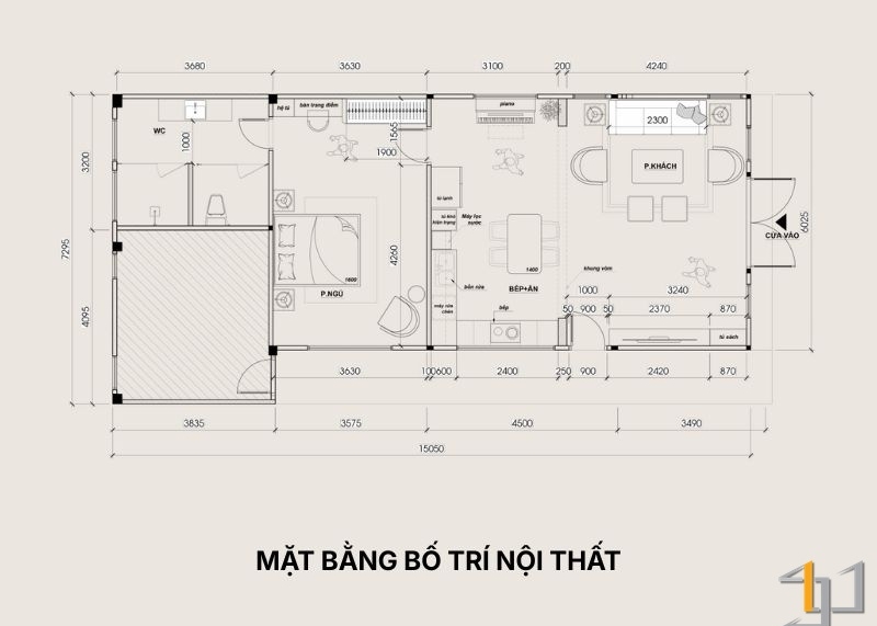 Mặt bằng bố trí nội thất nhà phố vườn Bình Dương