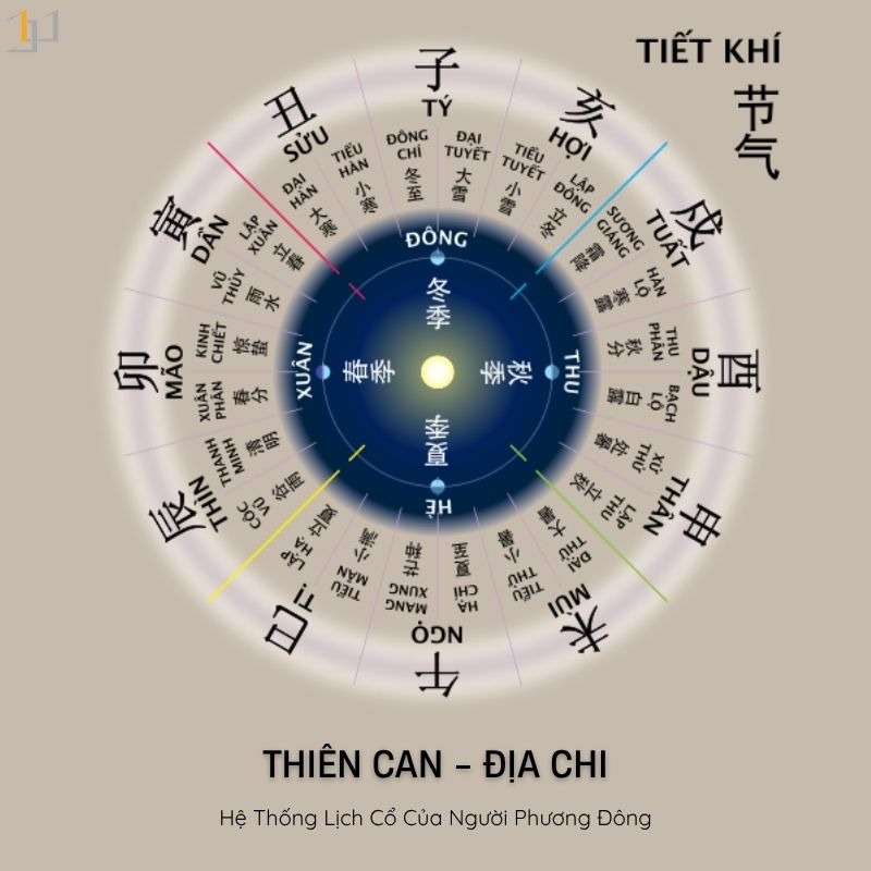 Sơ đồ 10 Thiên Can và 12 Địa Chi, nền tảng để luận giải Bát Tự trong thiết kế nội thất.