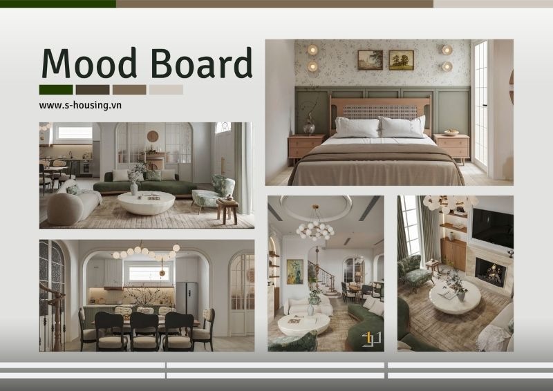 Mood board nội thất Mộc Sinh Khí nuôi dưỡng thịnh vượng theo phong thủy