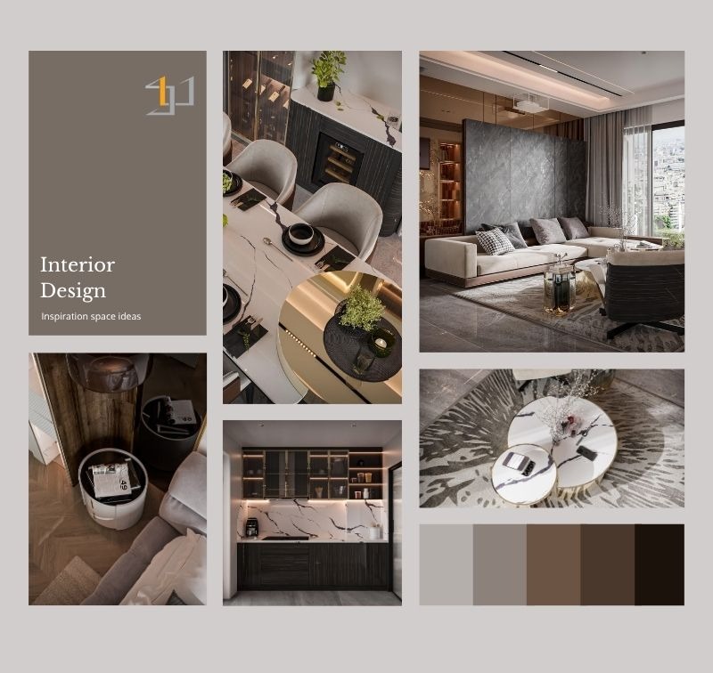 Bộ sưu tập hình ảnh nội thất hiện đại được tinh chỉnh theo Bát Tự, với bảng màu trung tính và vật liệu sang trọng