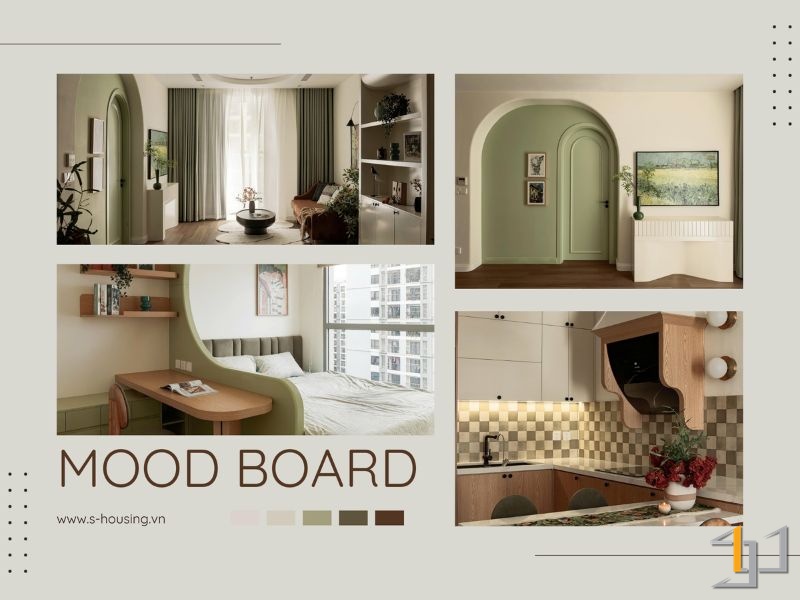 Bìa ảnh mood board nội thất hài hòa, tinh tế