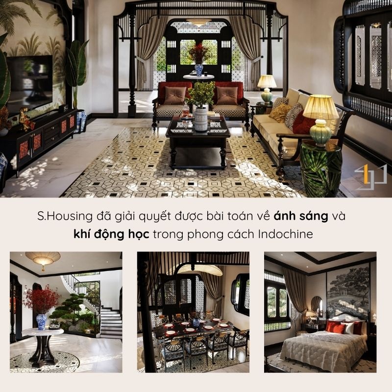 Không gian Indochine được điều chỉnh năng lượng theo phong thủy ứng dụng