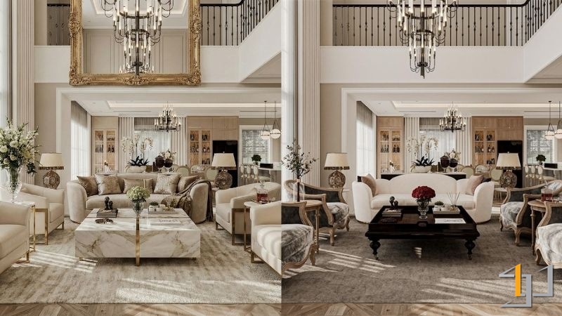 Phong cách Tân Cổ Điển và Luxury thể hiện khí chất quyền quý, tỏa sáng