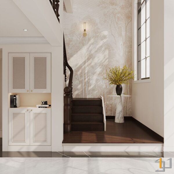 Thiết kế thang máy và tủ lưu trữ tích hợp