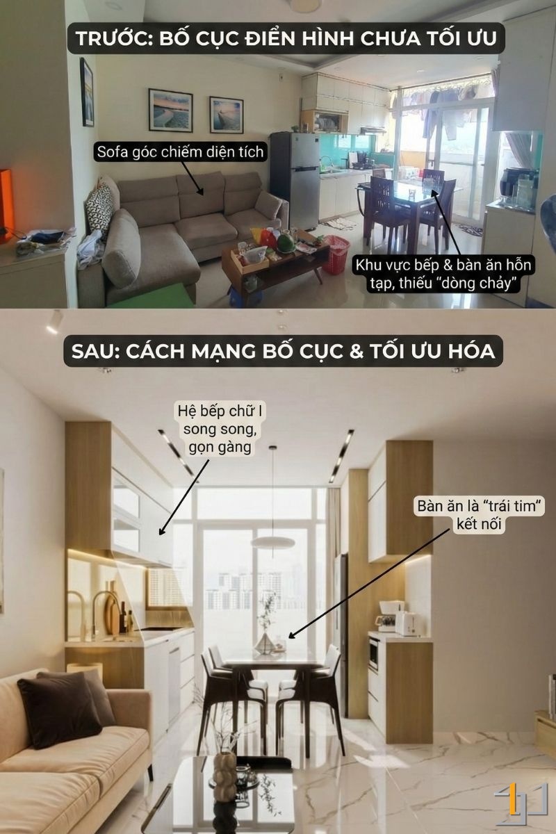 Đây là minh chứng cho sức mạnh của Khoảng trống (Nguyên tắc 7) và Công năng (Nguyên tắc 1)