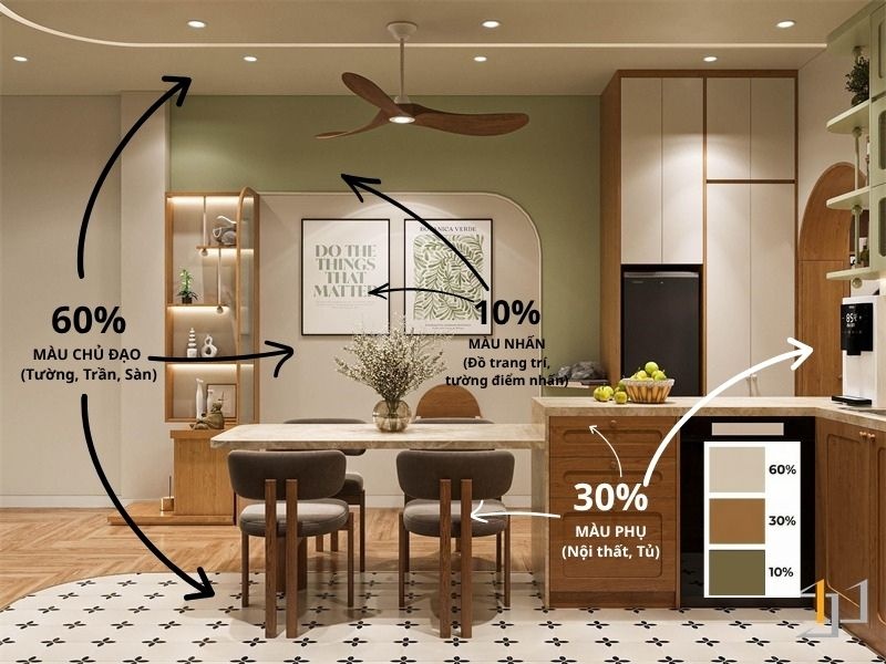 Nguyên tắc 60-30-10 giúp không gian sống trở nên cân đối, chuyên nghiệp mà không rối mắt và cực kì dễ áp dụng