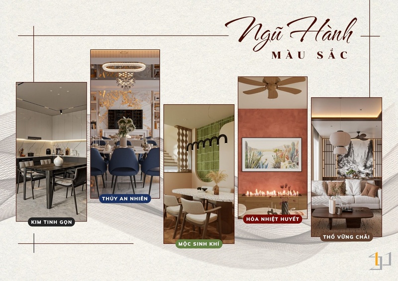 Ngôn ngữ thiết kế Ngũ hành là 5 giải pháp thiết kế với từng cách phối màu nội thất riêng biệt cho từng bản mệnh