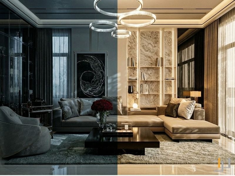 Giải pháp cân bằng ánh sáng nội thất tập trung vào kết hợp tự nhiên và nhân tạo, đảm bảo không gian thoải mái, thẩm mỹ