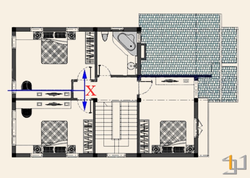 Hai phòng ngủ có cửa đối diện nhau (được thể hiện trên layout) cũng dễ mang đến những vấn đề