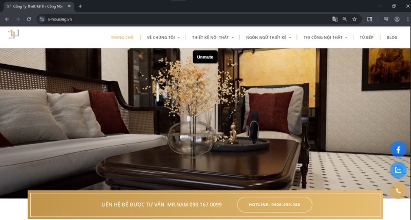 Website chính thức của S.Housing có tên miền mang tên thương hiệu
