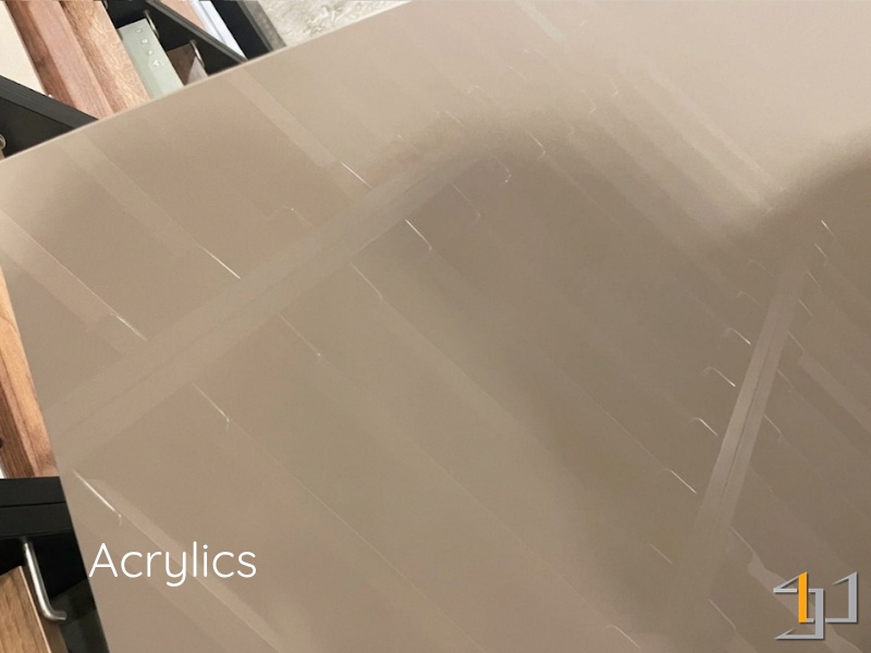 Bề mặt Acrylic gỗ công nghiệp nên được dùng khi muốn tạo không gian hiện đại, sang trọng và dễ vệ sinh