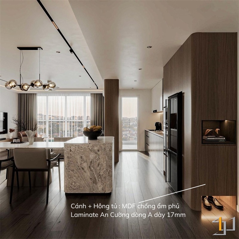 Tủ giày thường dễ chịu va quệt được ưu tiên sử dụng bề mặt Laminate bền bỉ và hạn chế trầy xước